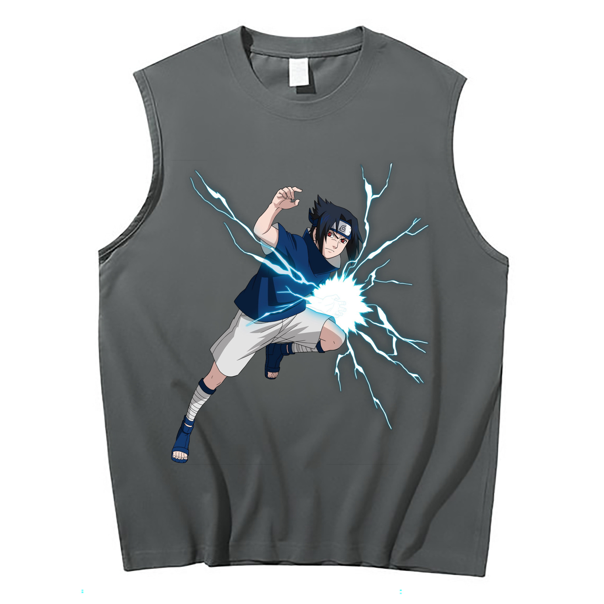 （画像用） NARUTO -ナルト- うちは サスケ Uchiha Sasuke コットン100％タンクトップ（フロントプリント）